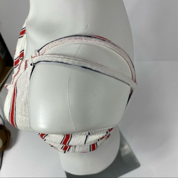 Love Tree Crop Top Waffle Knit Knotted Front Stripe Red White Blue NWOT L - Picture 6 of 8